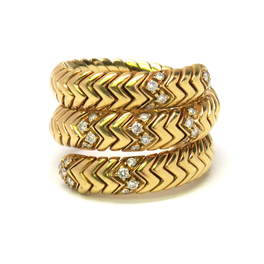 Bulgari Spiga Gold Diamond Ring 