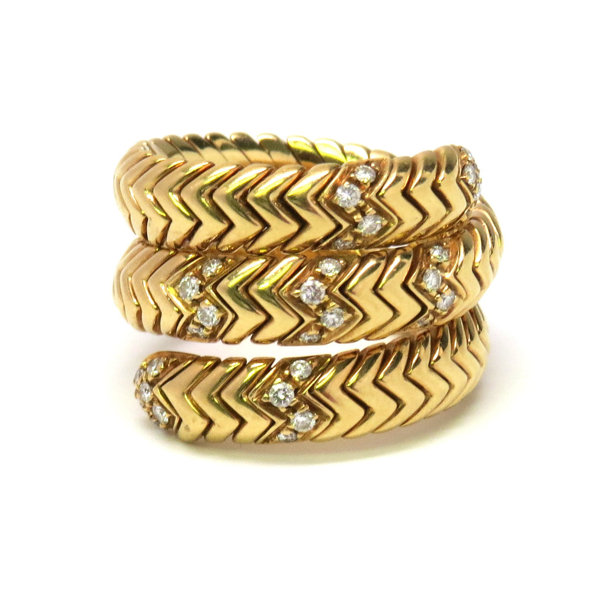 Bulgari Spiga Gold Diamond Ring – Stanley Michael Distinguished Jewels