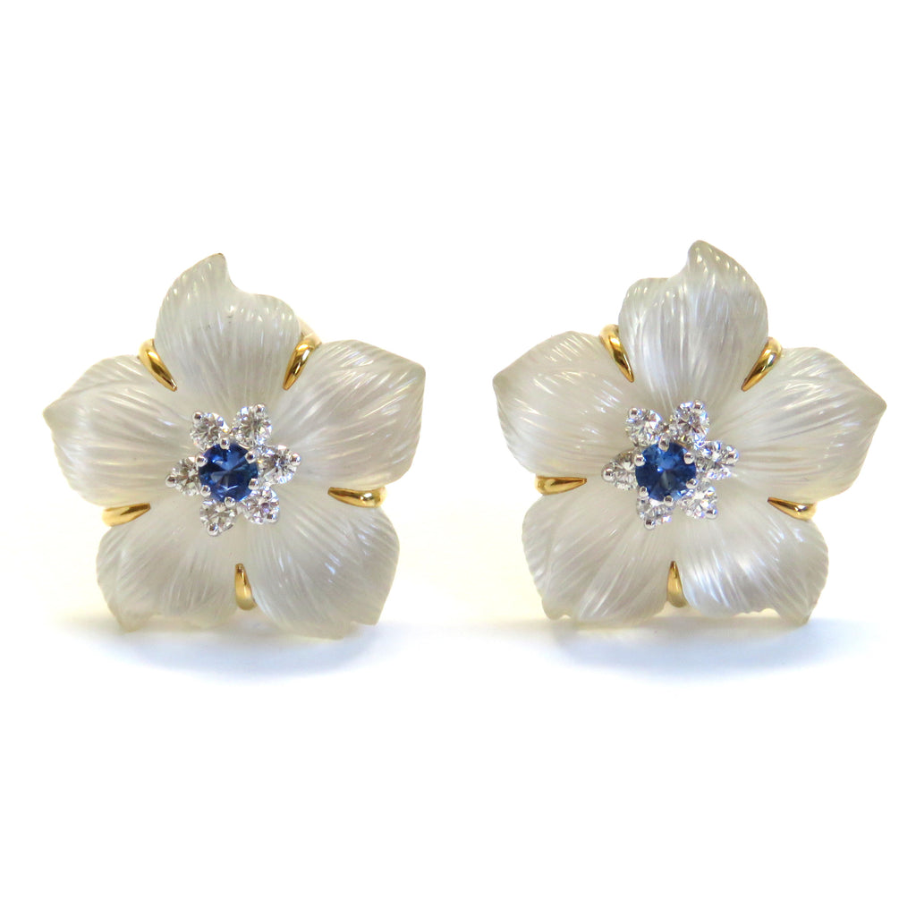 Seaman Schepps Clematis Rock Crystal Diamond Sapphire Earrings ...