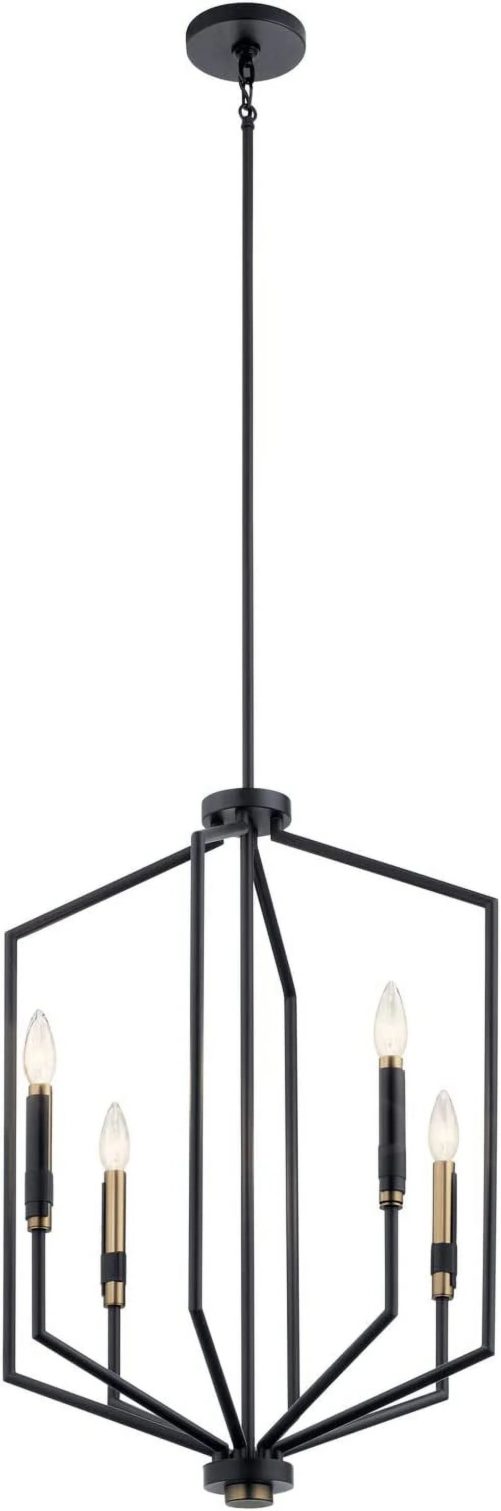 1 1 27 inch 4 Light Foyer Pendant in Black and Bronze Finish