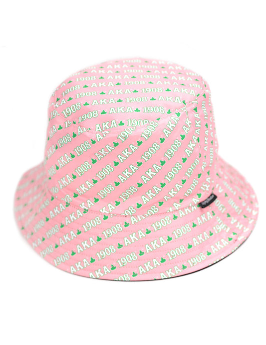 Alpha Kappa Alpha (AKA) Inspired Pink & Green Corduroy Bucket Hat