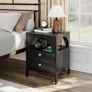 Semiocthome Modern Nightstand with 2 Drawer,Bedside Table ,Black - Semiocthome