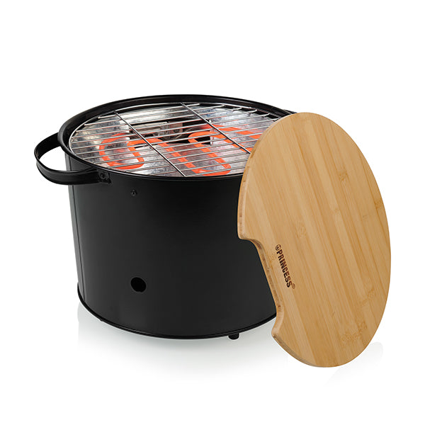 barbecue hybride charbon de bois et électrique 1400 w princess