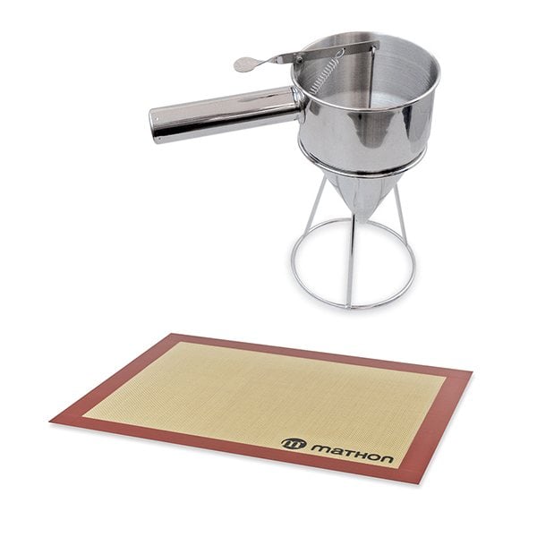 Lot Entonnoir à piston pro en inox et tapis de cuisson Mathon