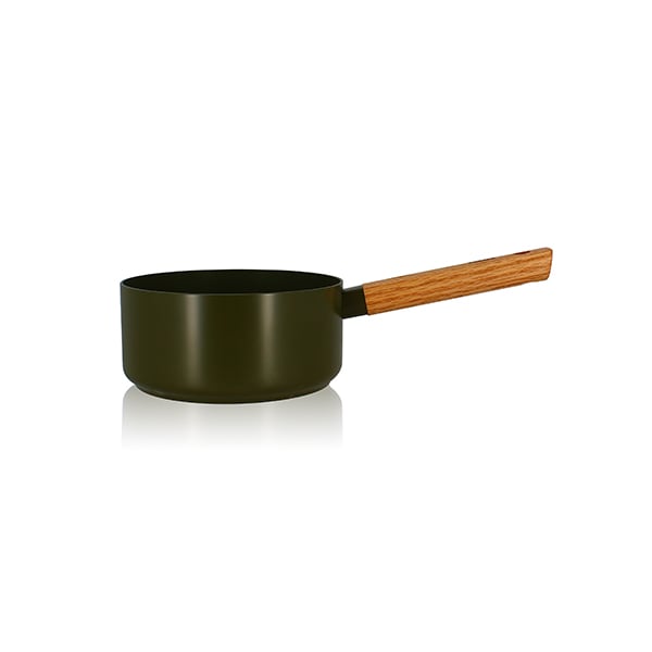 casserole ector induction aluminium revêtu manche en bois 18 cm vert ogo