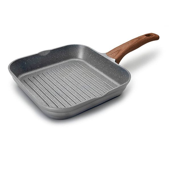 grill carré stilo avec poignée imitation bois 28 cm lacor