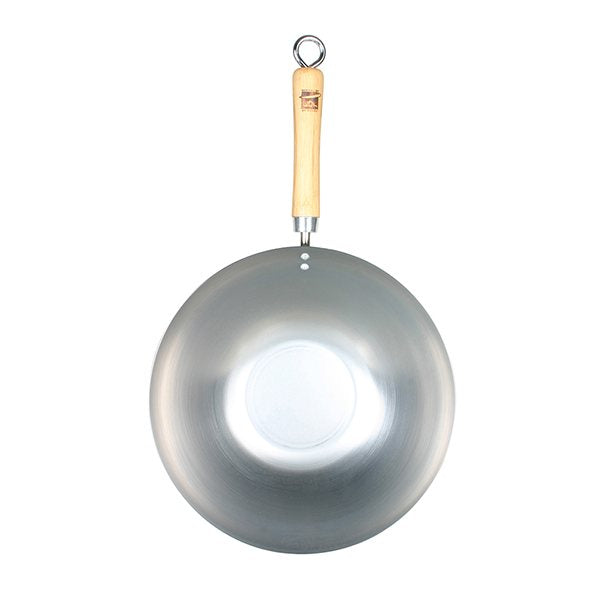 wok fond plat 30 cm tôle acier blanche be a wok star