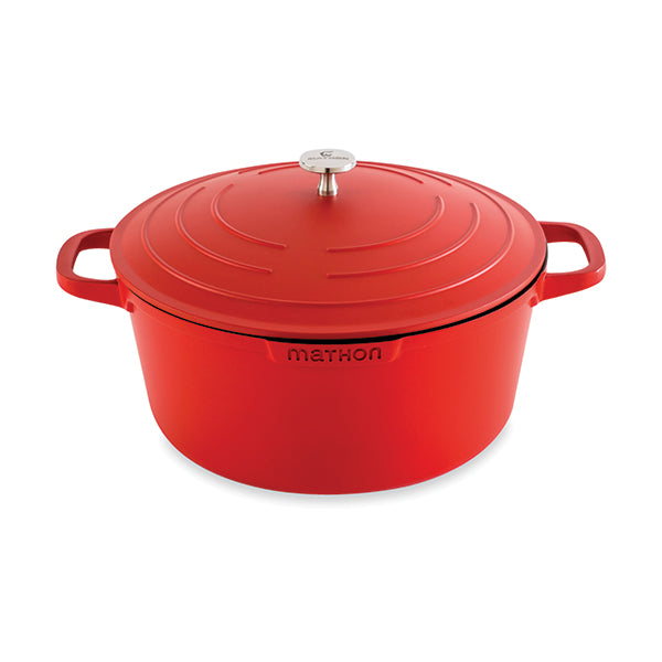 cocotte légère ronde en fonte d'aluminium 28 cm 6,7 l rouge mathon