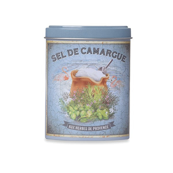 sel de camargue aux herbes de provence avec boite verseuse en métal 120 g