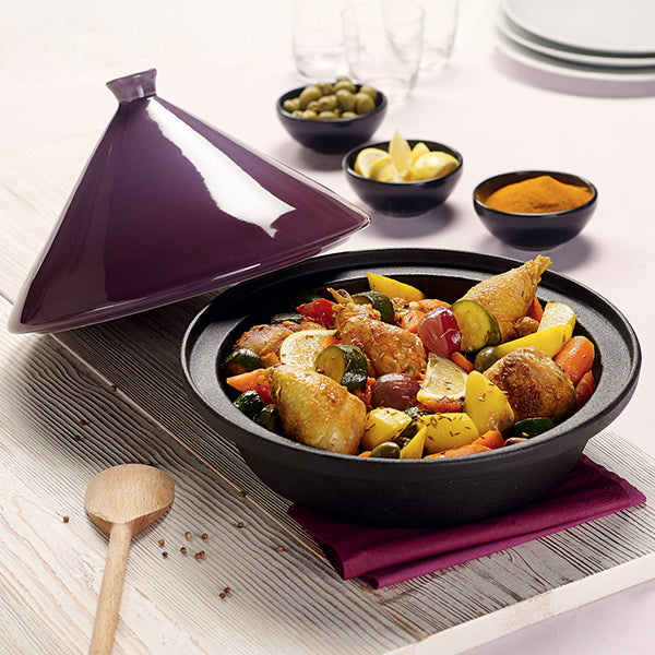 tajine fonte 30 cm aubergine mathon