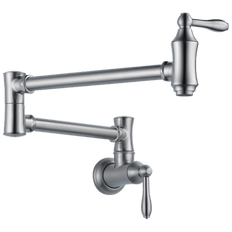 Picture of Delta Traditional 2 Handle Wall Mount Pot Filler Faucet, 4 gpm, Arctic Stainless