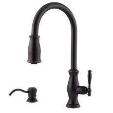 Picture of Pfister Hanover 1 Handle Pull-Down Kitchen Faucet with Soap Dispenser, Tuscan Bronze
