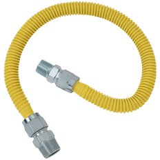 Picture of BrassCraft 304L Stainless Steel Tubing Gas Connector, Yellow, 3/4 inch X 3/4 inch x 24 inch L, MIP X MIP