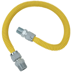 Picture of BrassCraft 304L Stainless Steel Tubing Gas Connector, Yellow, 1/2 inch X 1/2 inch x 60 inch L, MIP X MIP