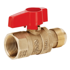 Picture of 9/16 inch x 1/2 inch Brass Flathead Gas Valve, Flare x FIP