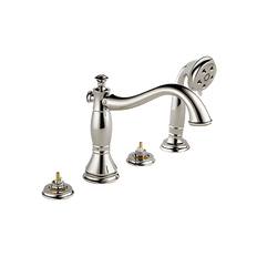 Picture of Delta Cassidy Roman Tub Trim with Hand Shower less Handles, 8 to 16 in Centers, Polished Nickel