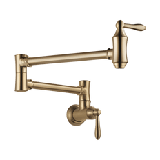 Picture of Delta Traditional 2 Handle Wall Mount Pot Filler Faucet, 4 gpm, Champagne Bronze