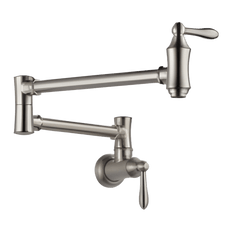 Picture of Delta Traditional 2 Handle Wall Mount Pot Filler Faucet, 4 gpm, Stainless