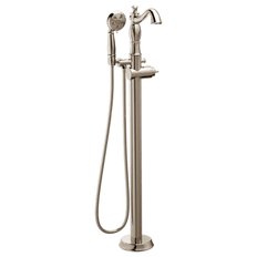 Picture of Delta Single Handle Floor Mount Tub Filler Trim with Hand Shower less Handles, Polished Nickel