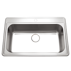 Picture of Hamat 33 inch x 22 inch Large Single Bowl Kitchen Sink Less Strainer, 18GA, 4 Hole, Topmount, Stainless Steel