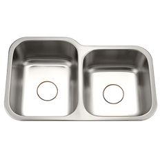 Picture of Hamat 32 inch x 21 inch 60/40 Double Bowl Kitchen Sink Less Strainer, 18GA, Undermount, Stainless Steel