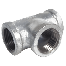 Picture of 1-1/2 inch Galvanized Malleable Iron Tee, Imported, FIP x FIP x FIP