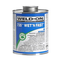 Picture of Weld-On 735 Wet-N-Fast Medium Bodied PVC Pipe Cement, 1/4 pt Metal Can, Blue