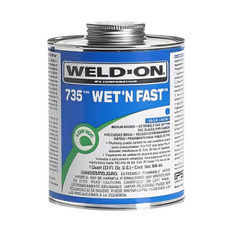Picture of Weld-On 735 Wet-N-Fast Medium Bodied PVC Pipe Cement, 1/2 pt Metal Can, Blue