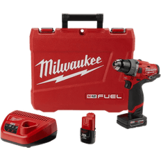 Picture of Milwaukee M12 Fuel Cordless Hammer Drill Kit, 1/2 in Keyless Chuck, 350 in-lb Torque, 12 VAC, Lithium-Ion Battery