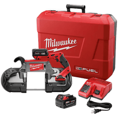 Picture of Milwaukee M18 Fuel Cordless Band Saw Kit, 5 in Cutting, 44-7/8 in L x 1/2 in W x 0.02 in THK Blade, 18 V, 5 Ah