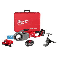 Picture of Milwaukee M18 Fuel Reversing Variable Speed Cordless Pipe Threading Machine Kit, 2 M18 Redlithium High Output HD12.0 Batteries
