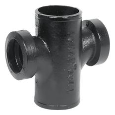 Picture of 2 inch x 1-1/2 inch No-Hub Cast Iron Sanitary Tapped Cross, ASTM 888