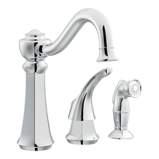 Picture of Moen Chateau 1 Handle Low Arc Kitchen Faucet with Side Spray, Chrome