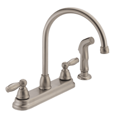 Picture of Peerless Claymore Two Handle Kitchen Faucet with Side Spray, Stainless Steel