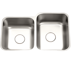 Picture of Hamat 32 inch x 20 inch 60/40 Double Bowl Kitchen Sink Less Strainer, 18GA, Undermount, Stainless Steel