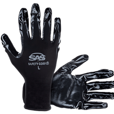 Picture of SAS Pawz Nitrile Coated Palm Safety Gloves, Large, Black, Pair