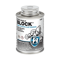 Picture of Hercules Block All-Purpose Thread and Gasket Sealant, 8 oz Screw Cap Can With Brush, Greenish-Blue