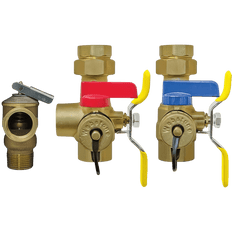 Picture of Brass Tankless Water Heater Service Valve Kit, 3/4 inch, IPS Union x IPS, 398 psi