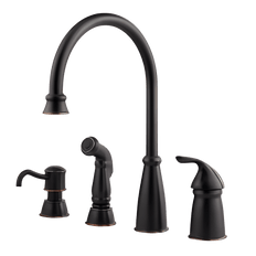 Picture of Pfister Avalon 1 Handle Kitchen Faucet with Side Spray and Soap Dispenser, Tuscan Bronze