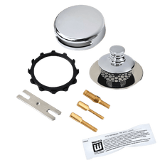 Picture of Watco Universal NuFit Innovator Stainless Steel 3-Pin Push Pull Drain Trim Kit with Grid, Chrome-Plated