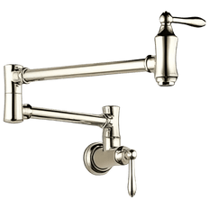 Picture of Delta Traditional 2 Handle Wall Mount Pot Filler Faucet, 4 gpm, Polished Nickel