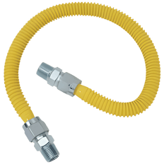 Picture of Mueller Stainless Steel Gas Connector, 1/2 inch MIP x 1/2 inch MIP x 18 inch Length, Yellow Epoxy Coated