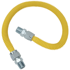 Picture of Mueller Stainless Steel Gas Connector, 1/2 inch MIP x 1/2 inch MIP x 36 inch Length, Yellow Epoxy Coated