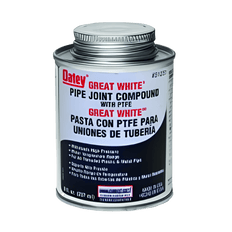 Picture of Oatey Great White Pipe Joint Compound with PTFE, 8 oz Screw Cap Can With Brush, White