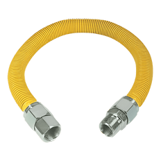 Picture of Mueller Stainless Steel Gas Connector, 1/2 inch MIP x 1/2 inch FIP x 48 inch Length, Yellow Epoxy Coated