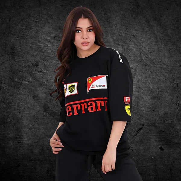 Black Oversized Ferrari T-Shirt | Maison Feraia