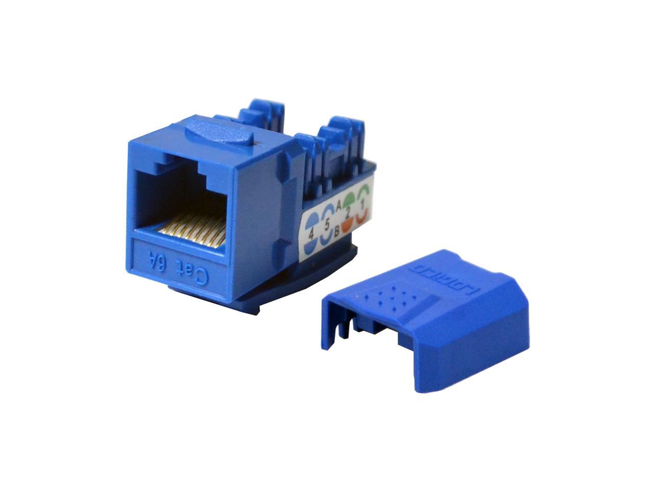 100 pack lot Keystone Jack Cat6a Blue Network Ethernet 110 Punchdown 8P8C