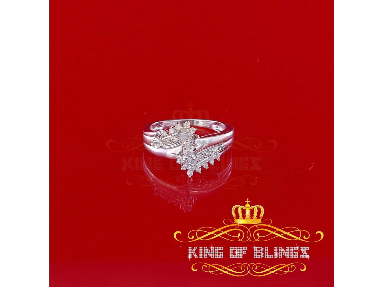 10K Real White Gold with 0.25 CT Real Diamond Ladies Ring Size 7