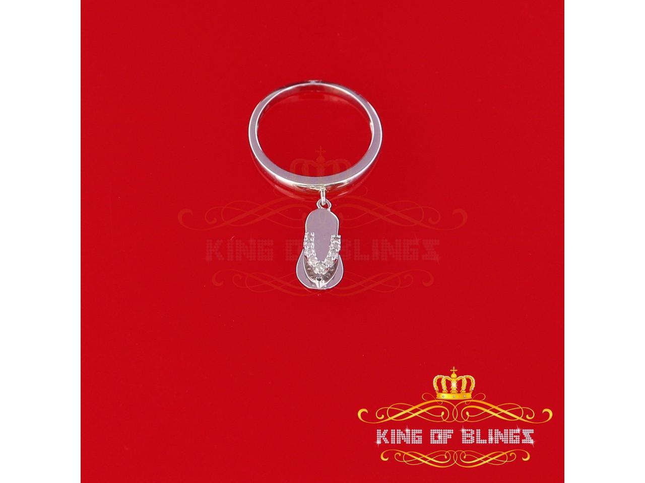 10K Real White Gold with 0.08 CT Real Diamond Ladies Ring Size 7