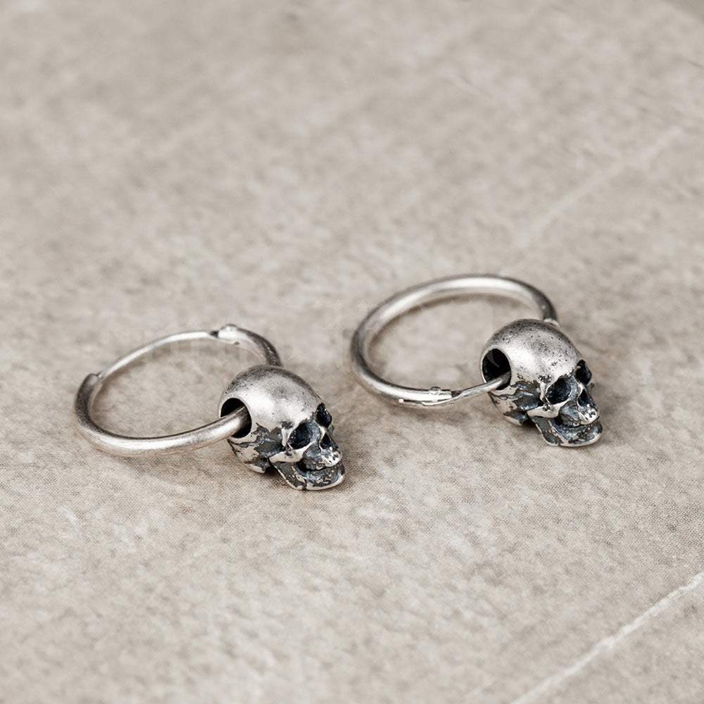 Sterling Silver Skull Earrings - Single - GothReal product image